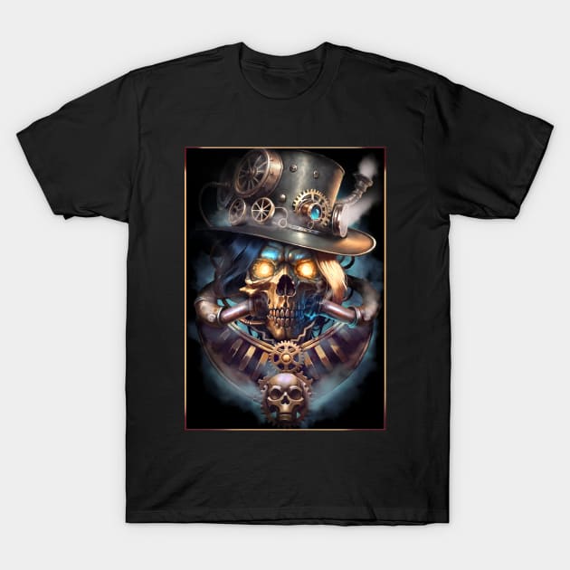 steampunk skull T-Shirt by Chack Loon